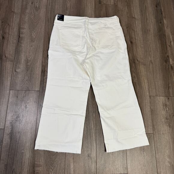 J.Crew Wide-Leg Cropped Jean WMNS 35 White Denim Hi-Rise All-Day Stretch Raw Hem - Picture 6 of 8